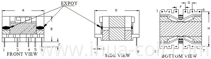 Pq Type High Voltage Power Electronic Flyback Transformer Price for TV and CRT Monitor Displays